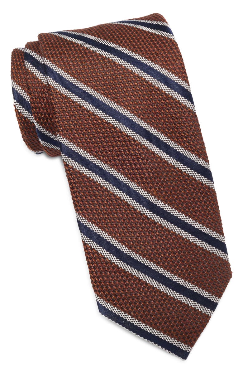 Nordstrom Talman Stripe Silk Tie, Main, color, Cognac