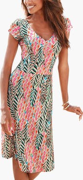 LASCANA Women's Ruched V-Neck Dress