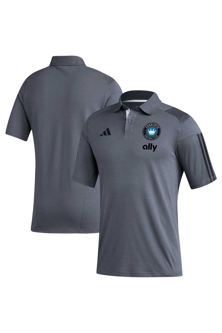 Men's adidas Gray Charlotte FC 2023 On-Field Training Polo, Main, color, Gray