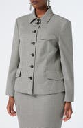 Marina Rinaldi Teglia Houndstooth Virgin Wool Twill Jacket