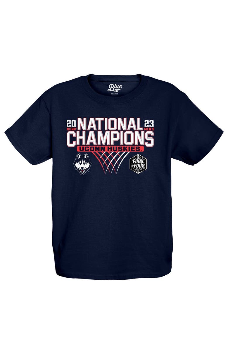 BLUE 84 Youth Blue 84 Navy UConn Huskies 2023 NCAA Men's Basketball National Champions Focus Bracket T-Shirt, Alternate, color, 