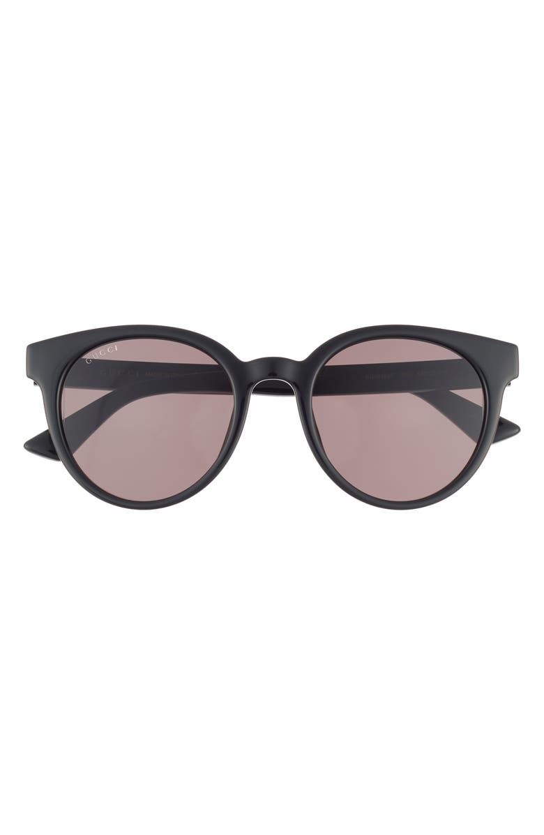 Gucci 53mm Round Sunglasses, Main, color, Black Black Grey