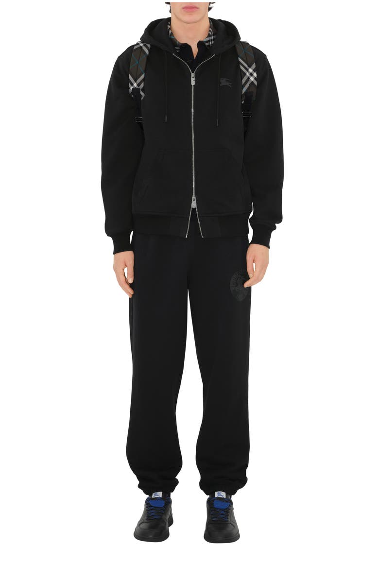 Burberry EKD Badge Cotton Zip Hoodie, Main, color, Black
