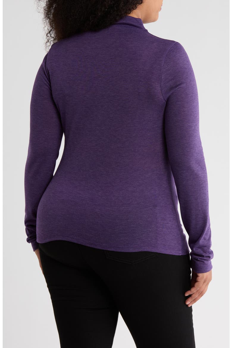 Mock Neck Ruched Knit Top, Alternate, color, PURPLE