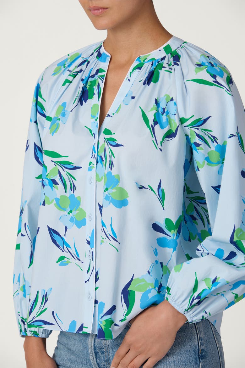 Seabreeze Print Poplin Mira Top, Alternate, color, French Blue Multi