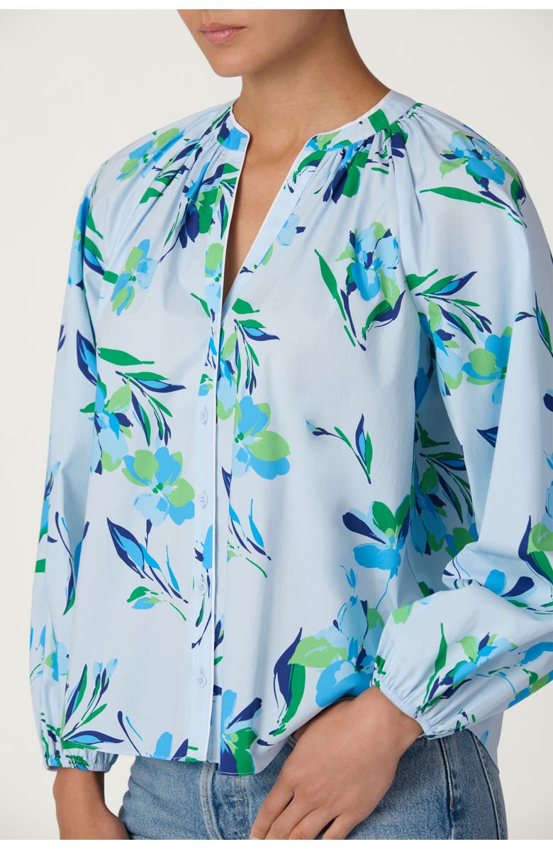 Shoshanna Seabreeze Print Poplin Mira Top, Alternate, color, French Blue Multi