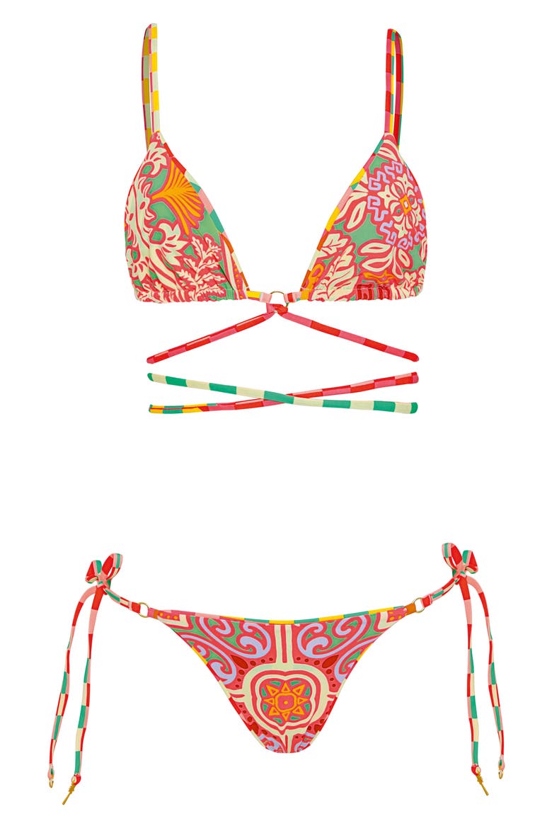 Golden Gambit Oahu Reversible Side Tie Bikini Bottoms, Alternate, color, RED MULTI