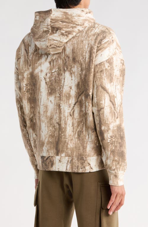 Fleece Factory Print Cotton Blend Hoodie In Brown