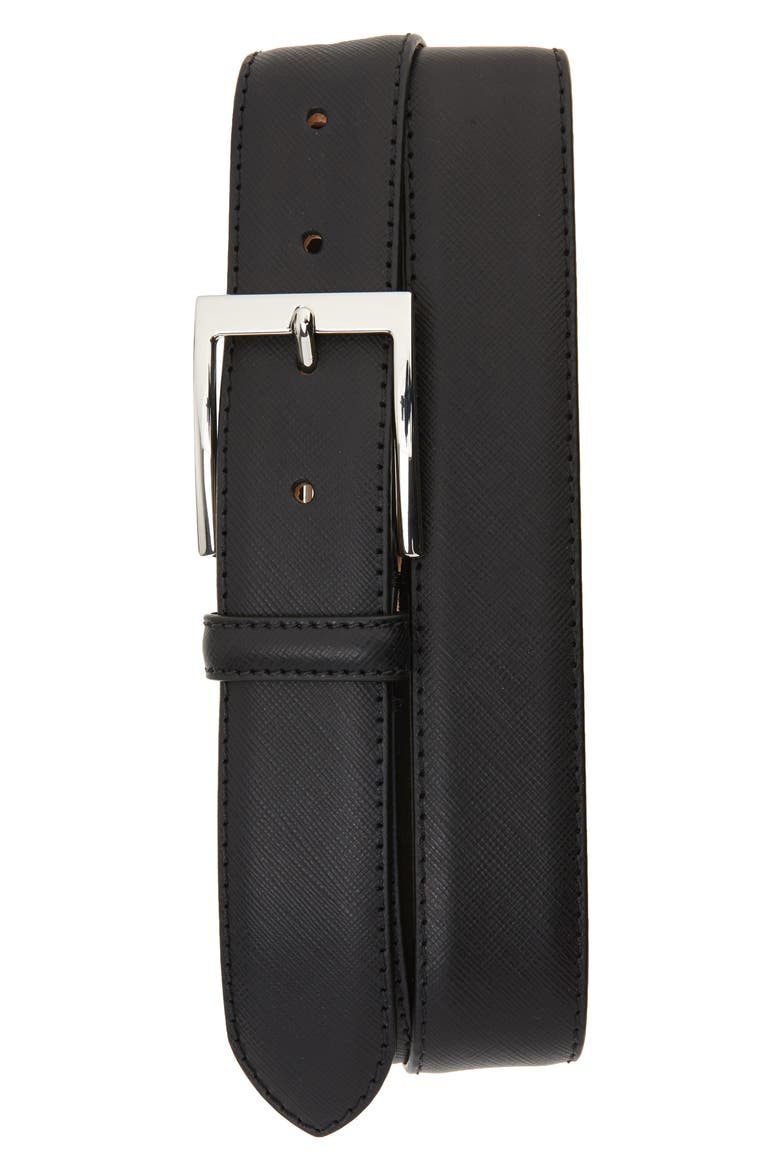 Saffiano Leather Belt, Main, color, SAFFIANO BLACK