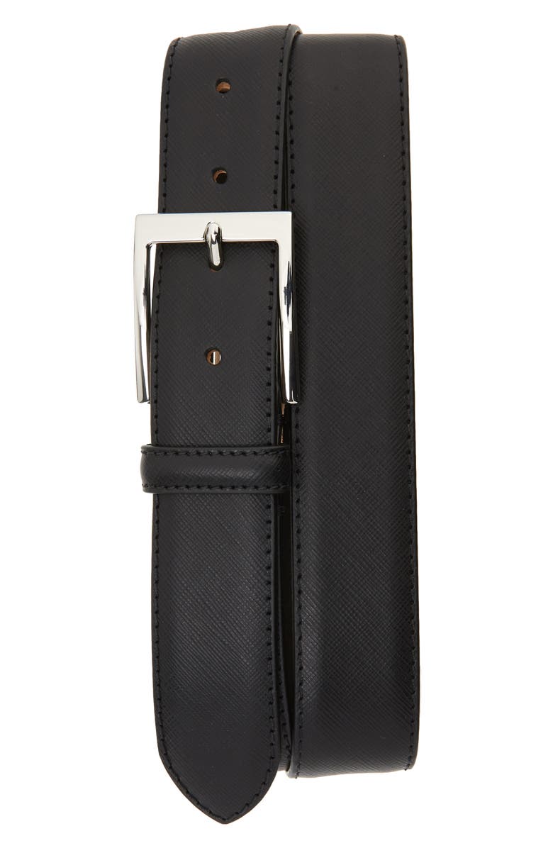 TO BOOT NEW YORK Saffiano Leather Belt, Main, color, Saffiano Black