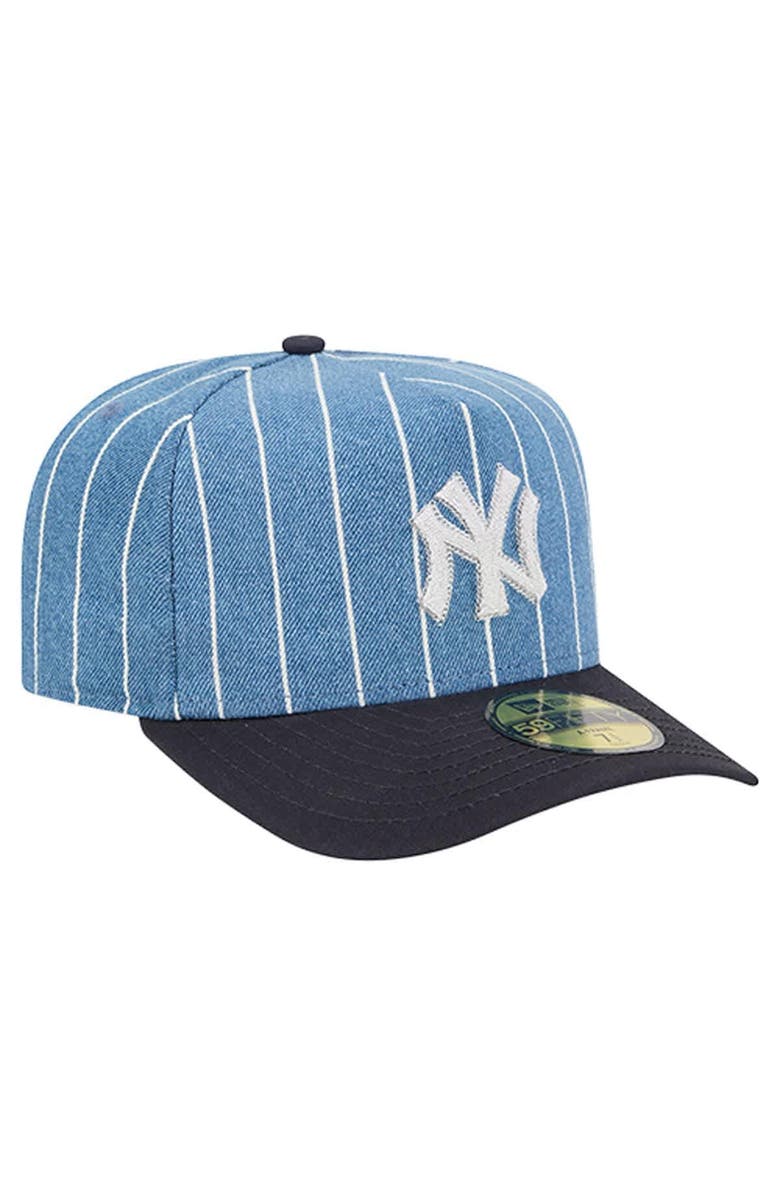 New Era Men's New Era  Blue/Navy New York Yankees Parallel A-Frame 59FIFTY Fitted Hat, Alternate, color, Blue