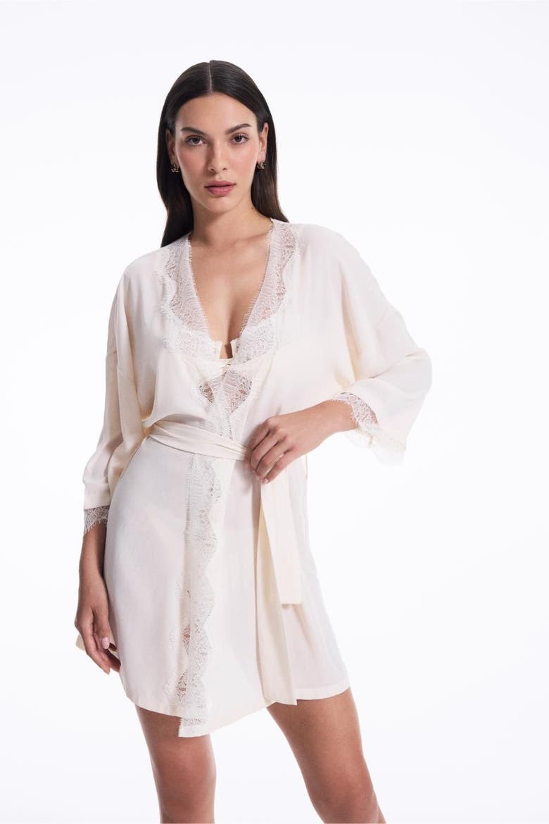 Caroline Chiffon Robe, Alternate, color, Beige