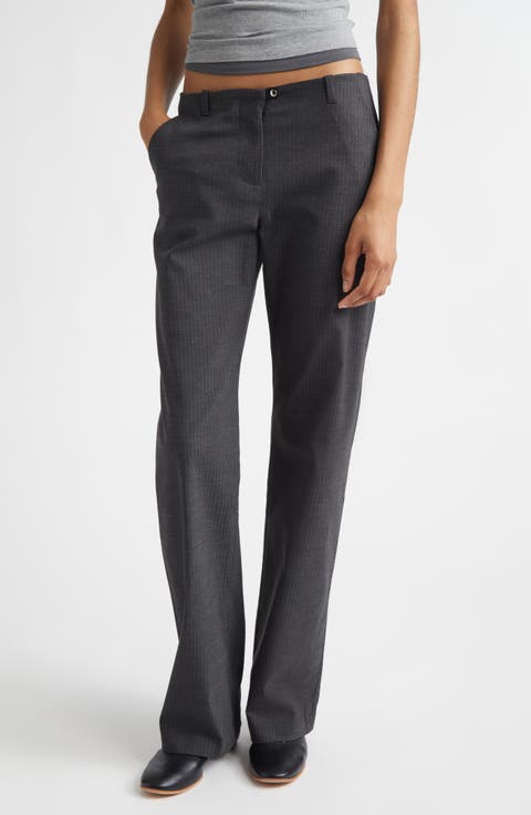 Sil Herringbone Suiting Straight Leg Trousers