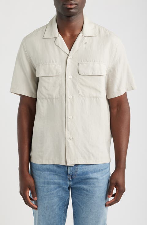 Short Sleeve Lyocell & Linen Button-Up Shirt