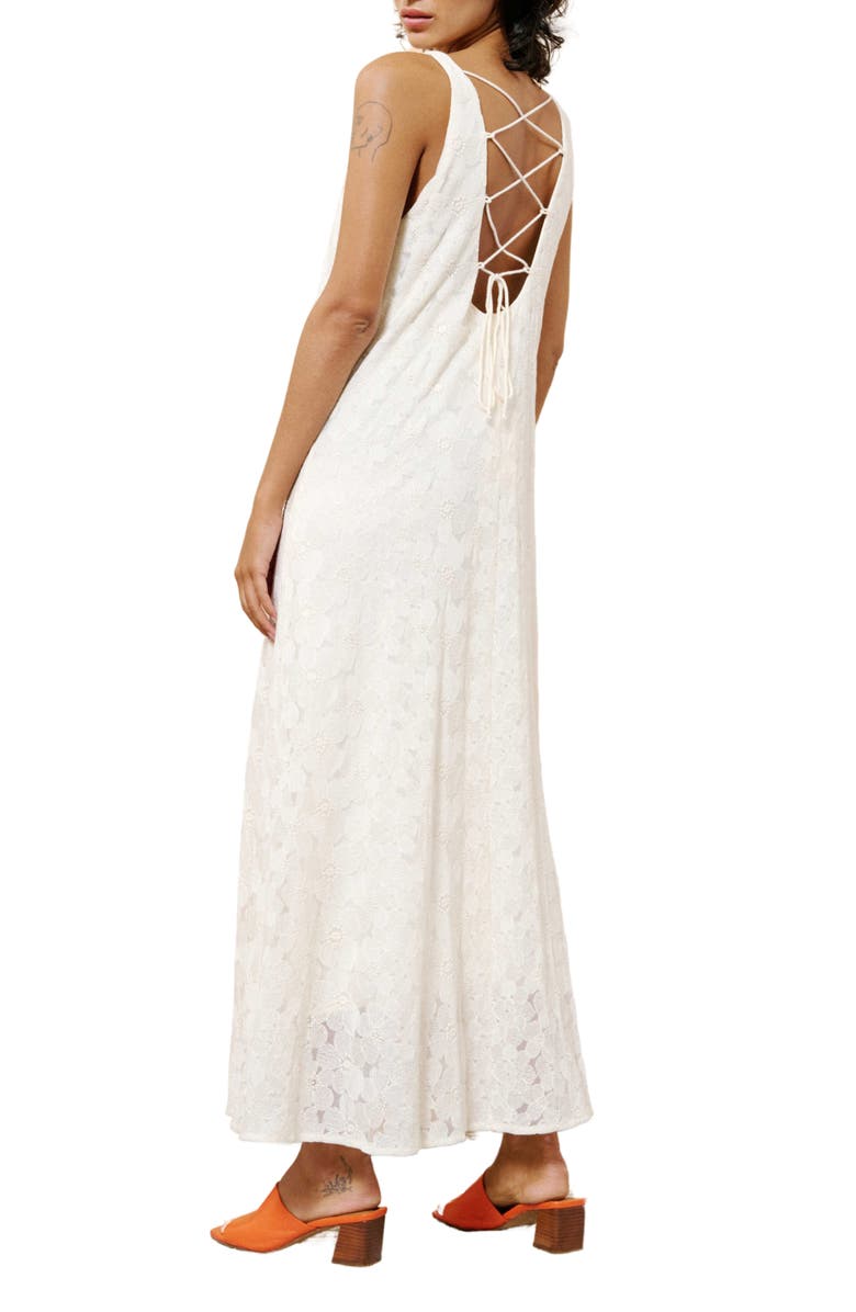 FRNCH Eliza Strappy Back Cotton Blend Maxi Sundress, Alternate, color, Creme