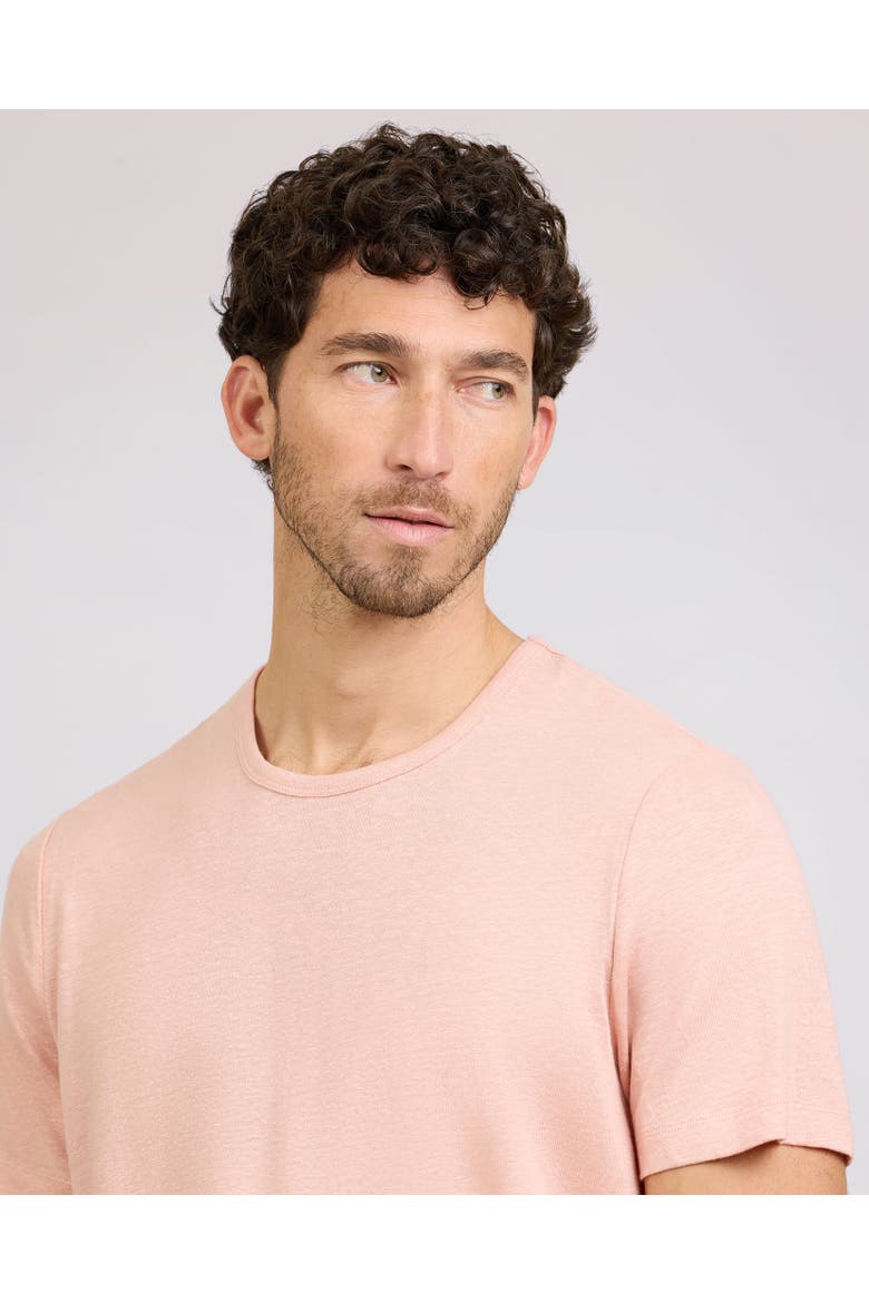 Stretch Linen Crewneck Short Sleeve Tee, Alternate, color, Pink Sand