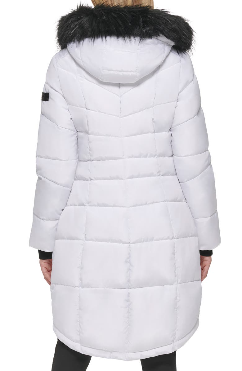 KARL LAGERFELD Apres Ski Faux Fur Trim Hooded Puffer Jacket, Alternate, color, White