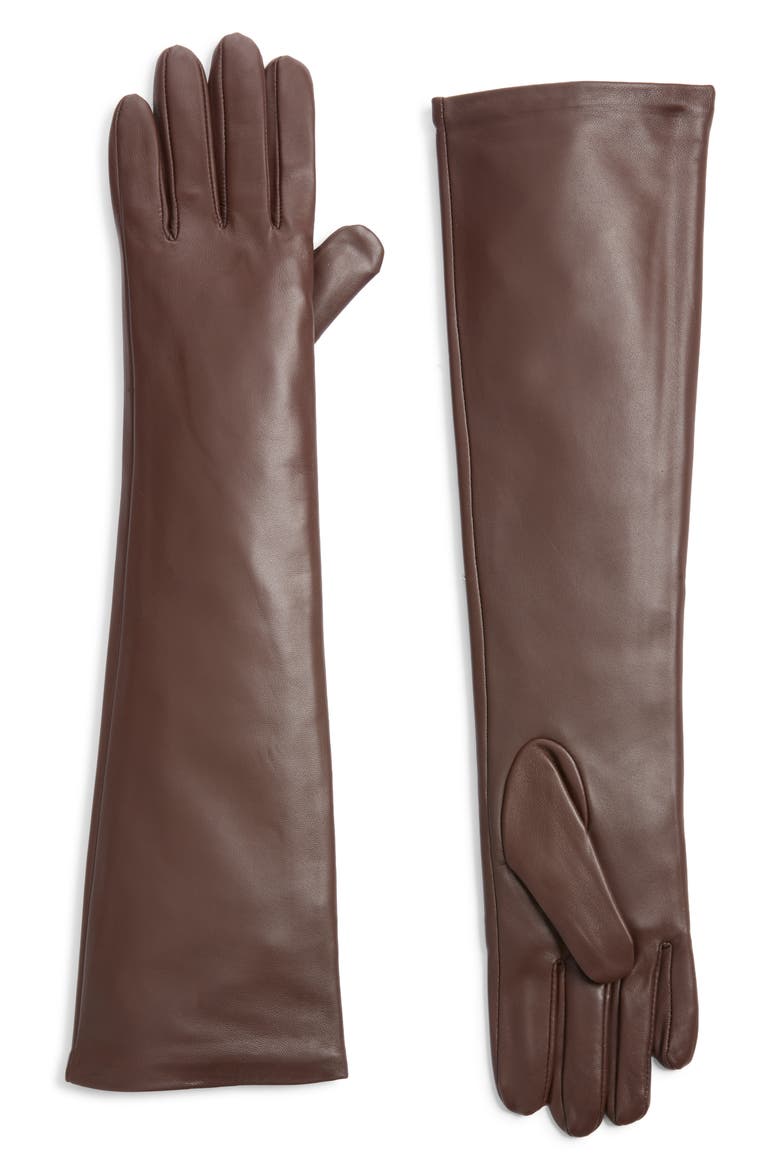 Florence Leather Opera Gloves, Main, color, CHOCOLATE