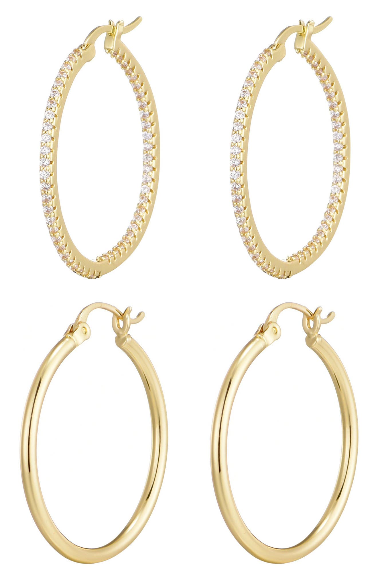 Adornia Set of 2 Cubic Zirconia Hoop Earrings