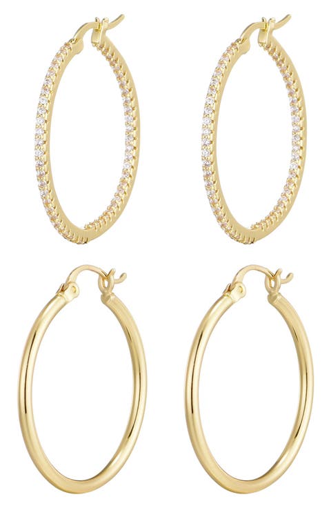 Set of 2 Cubic Zirconia Hoop Earrings