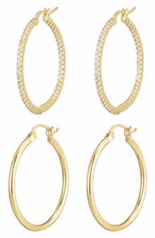 Adornia Set of 2 Cubic Zirconia Hoop Earrings