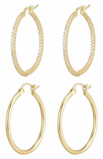 Adornia Set of 2 Cubic Zirconia Hoop Earrings