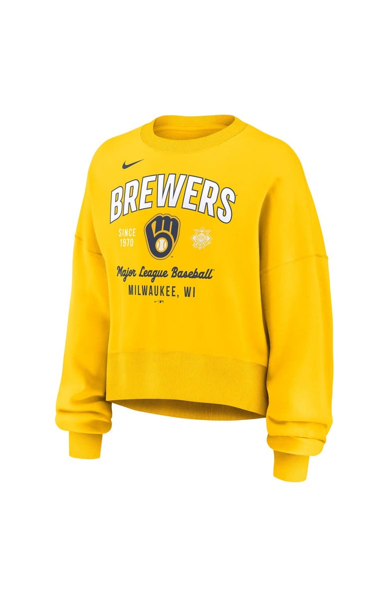 Nike Women's Nike Gold Milwaukee Brewers Oversized High Hip Pullover Sweatshirt, Alternate, color, 