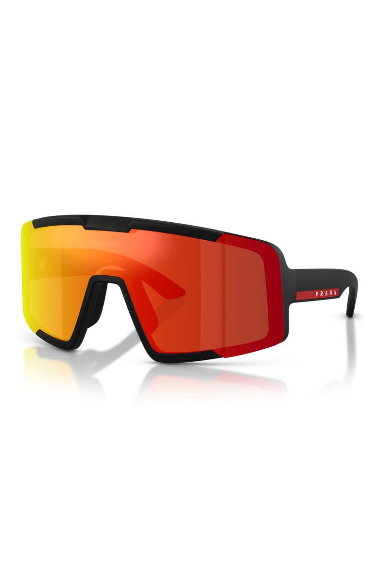 144mm Shield Sunglasses, Alternate, color, MATTE BLACK / BROWN TANGERINE