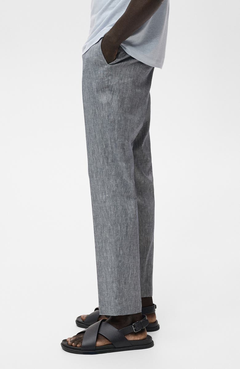 MANGO Slim Fit Linen Blend Dress Pants, Alternate, color, Grey