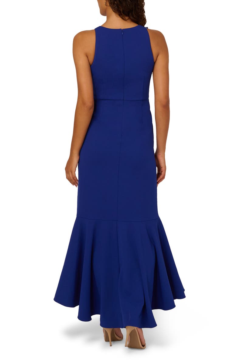 Adrianna Papell Beaded Appliqué Ruffle Crepe Gown, Alternate, color, Royal Sapphire