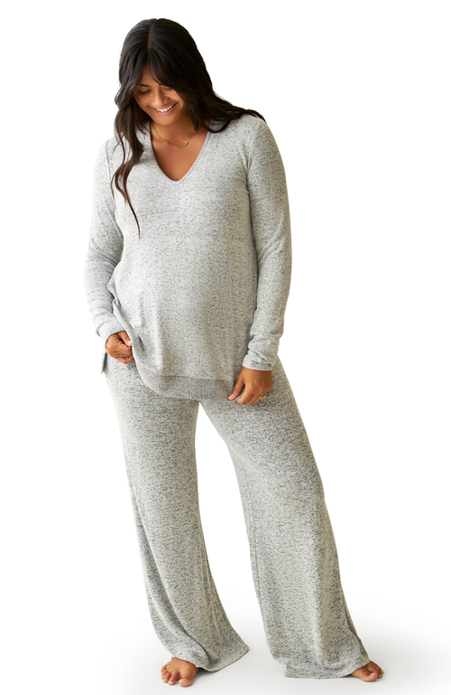 Kindred Bravely Cozyknit Maternity & Nursing V-neck Top In Gray