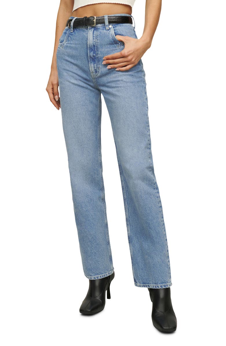 Reformation Cowboy Pointed Pocket High Waist Straight Leg Jeans, Main, color,