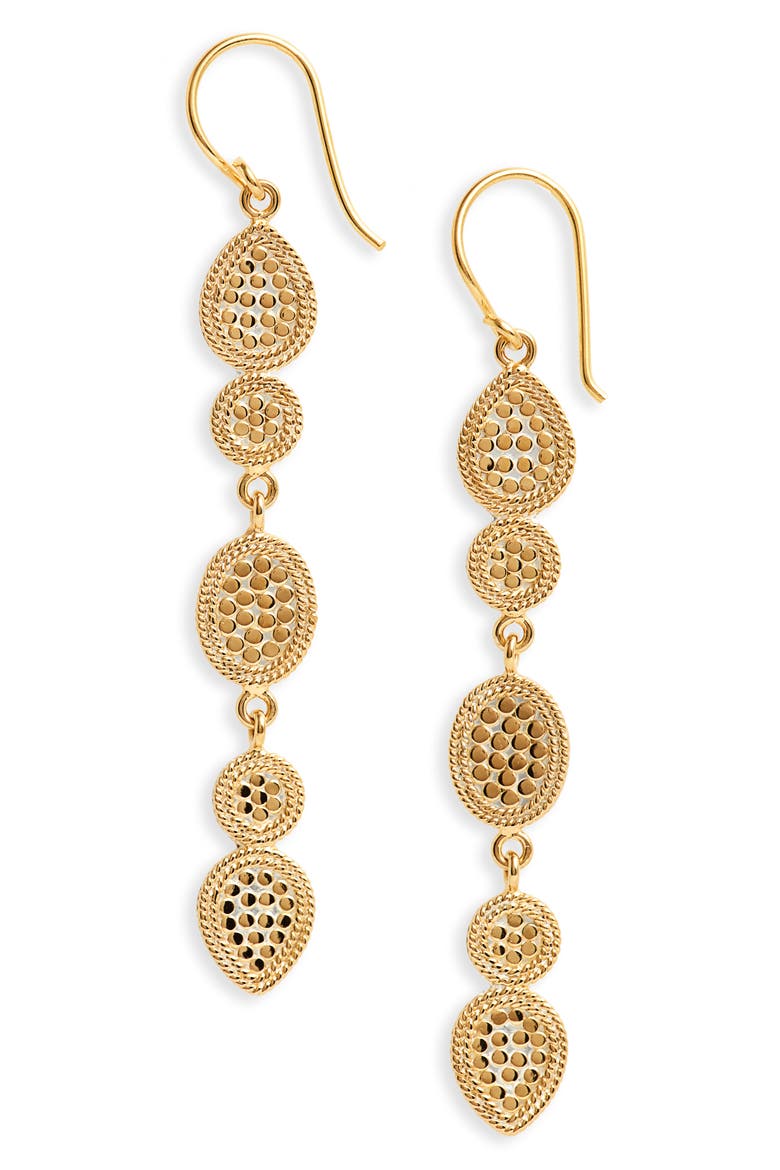 Gold Multidisc Linear Drop Earrings, Main, color, GOLD