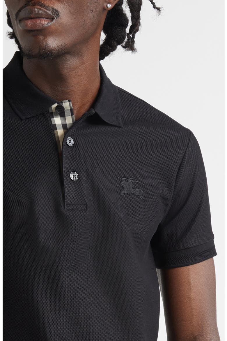 Men's Eddie TB Monogram Cotton Polo, Alternate, color, BLACK