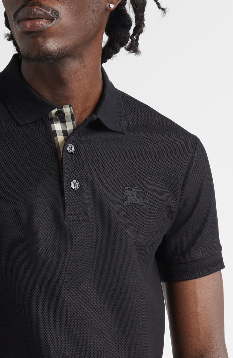 Burberry Men's Eddie TB Monogram Cotton Polo, Alternate, color, Black