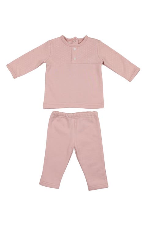 Textured Dot Stretch Cotton Shirt & Leggings Set (Baby)