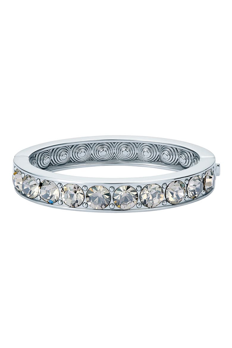Rosie Crystal Hinged Bangle Bracelet, Alternate, color, SILVER TONE / SMOKED CRYSTAL