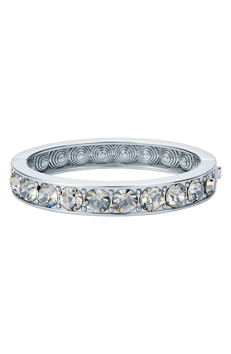 Ted Baker Rosie Crystal Hinged Bangle Bracelet, Alternate, color, Silver Tone / Smoked Crystal