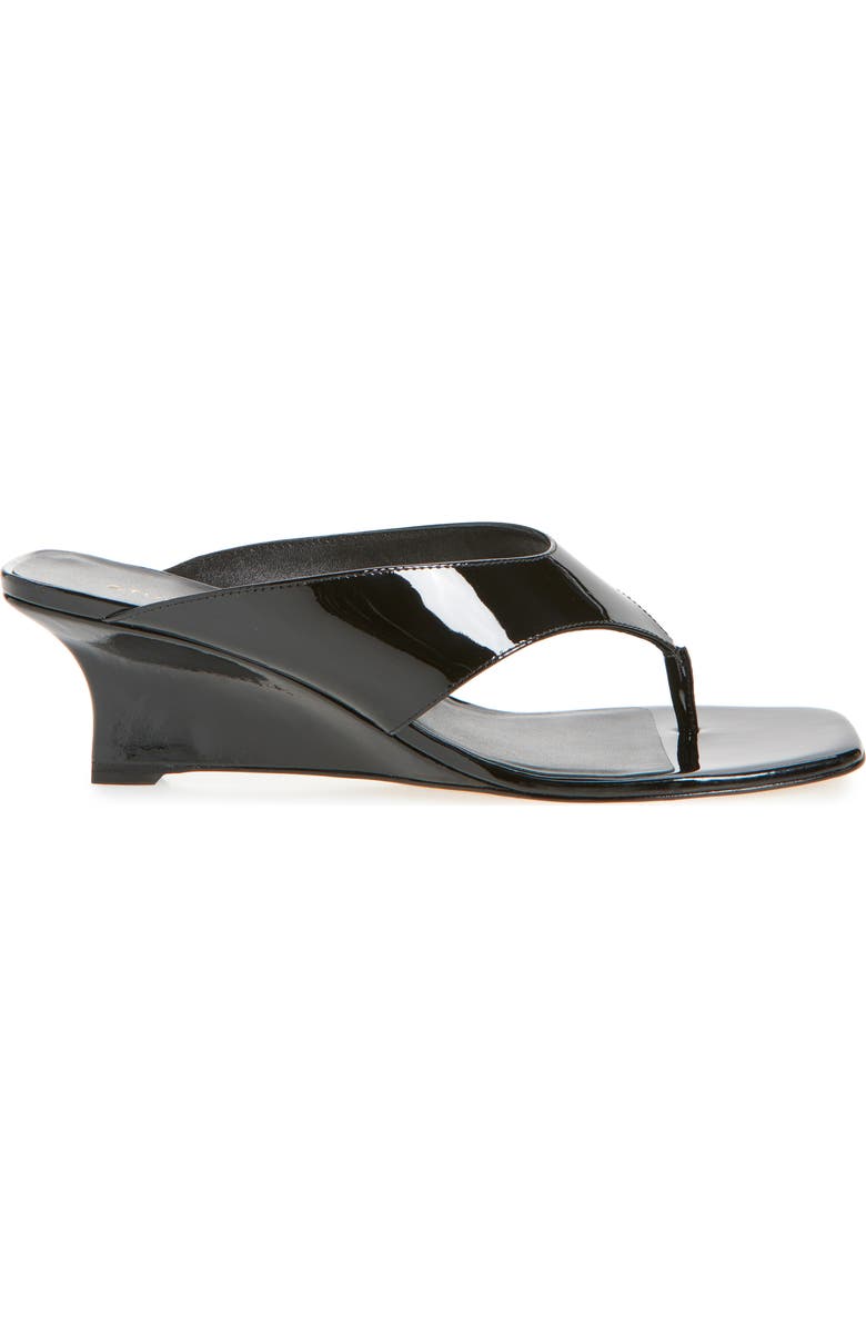 Stuart Weitzman Vinnie 50 Wedge Thong Sandal, Alternate, color, Black