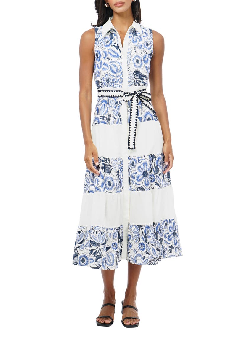 Ethena Embroidered Sleeveless Dress, Main, color, BLUE
