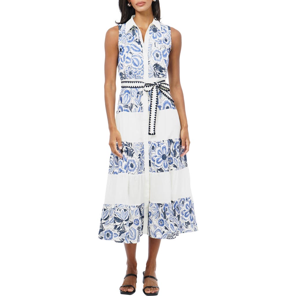 Adelyn Rae Ethena Embroidered Sleeveless Dress In Blue