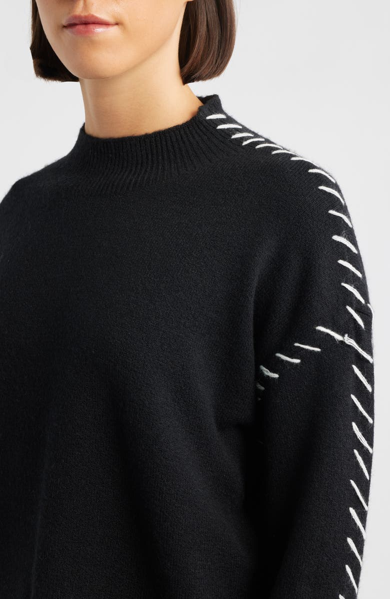 CITY BLUES Lutetia Relaxed Whipstich Sweater, Alternate, color, Black