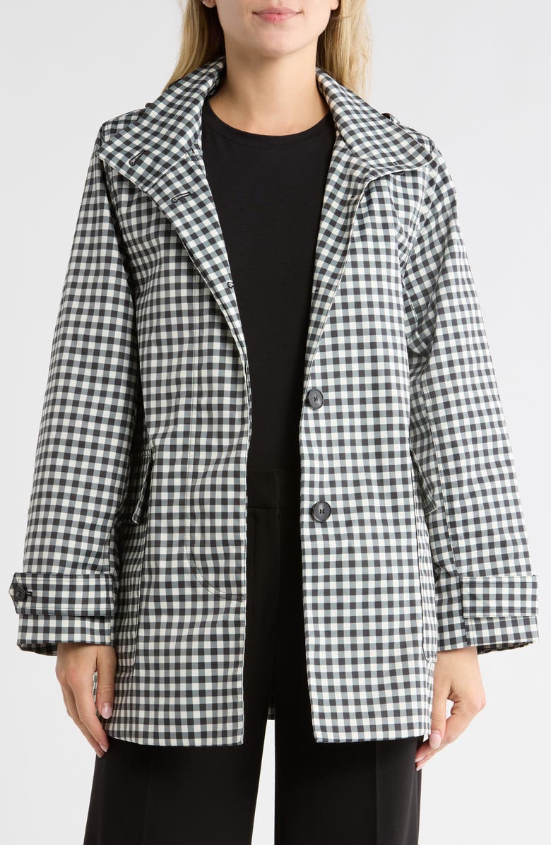 Bernardo Recycled Polyester Rain Coat, Alternate, color, Black/White