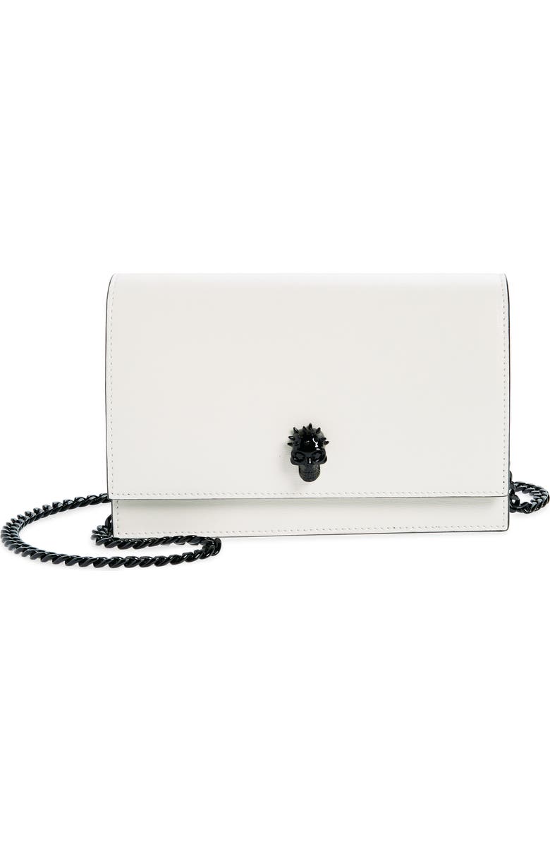 McQueen Small Skull Leather Crossbody Bag, Main, color,