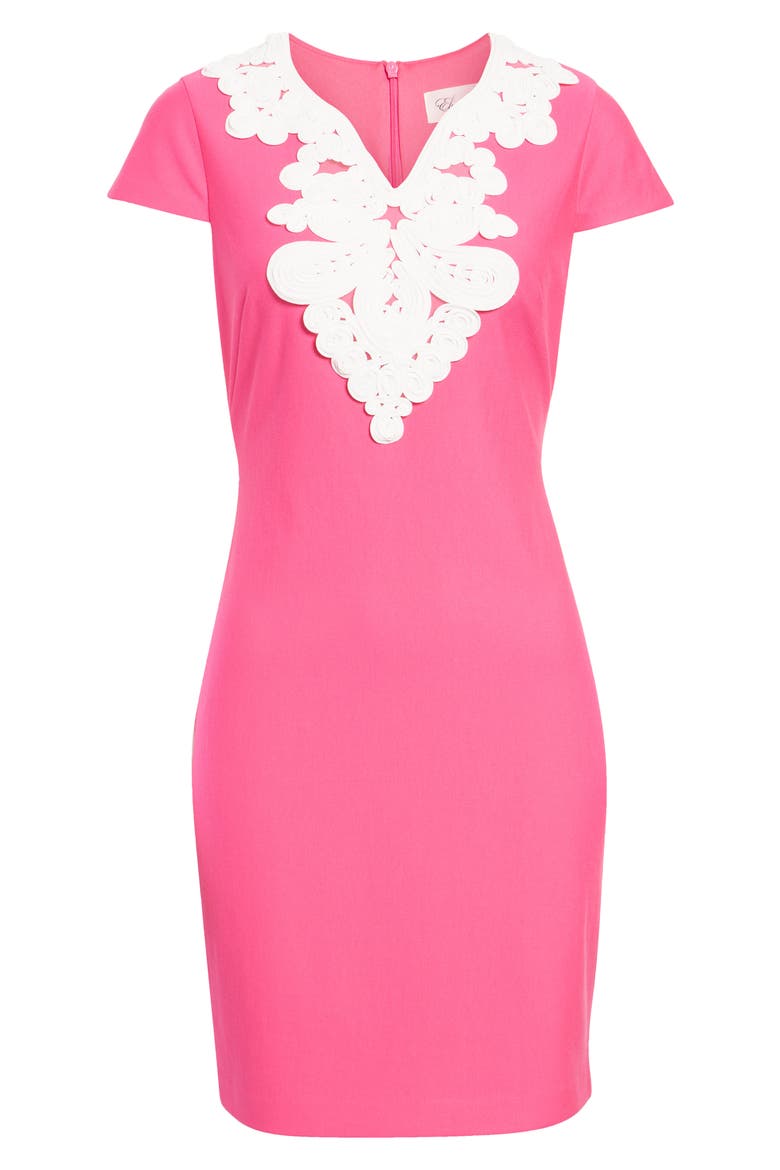 Passementerie Trim Sheath Dress, Alternate, color, HOT PINK