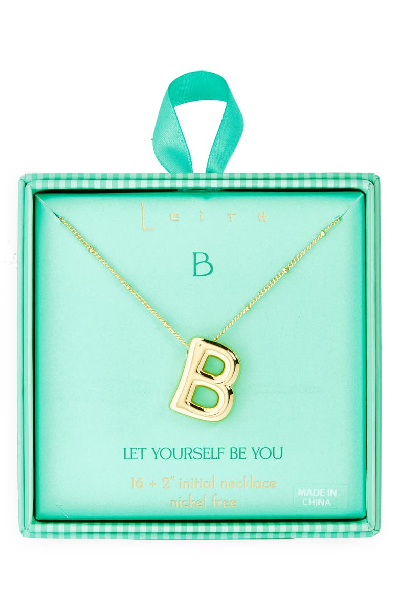 Leith 3D Initial Pendant Necklace, Main, color, B- Gold
