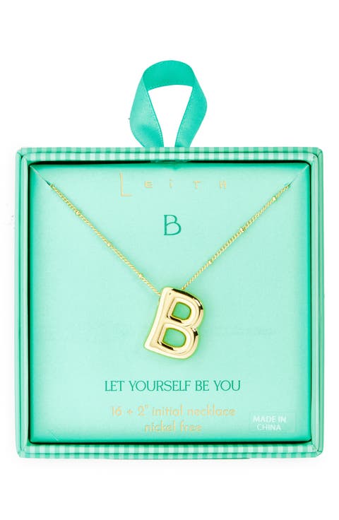 3D Initial Pendant Necklace