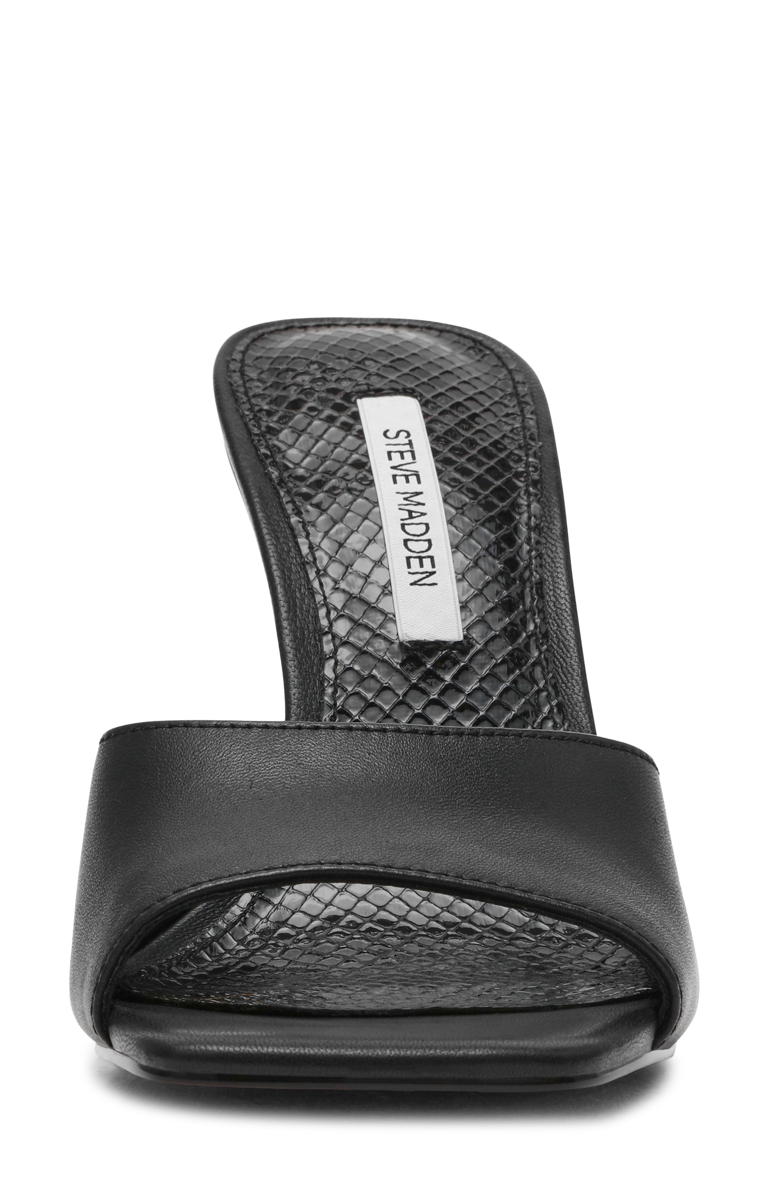 Sia Statement Heel Slide Sandal, Alternate, color, BLACK LEATHER