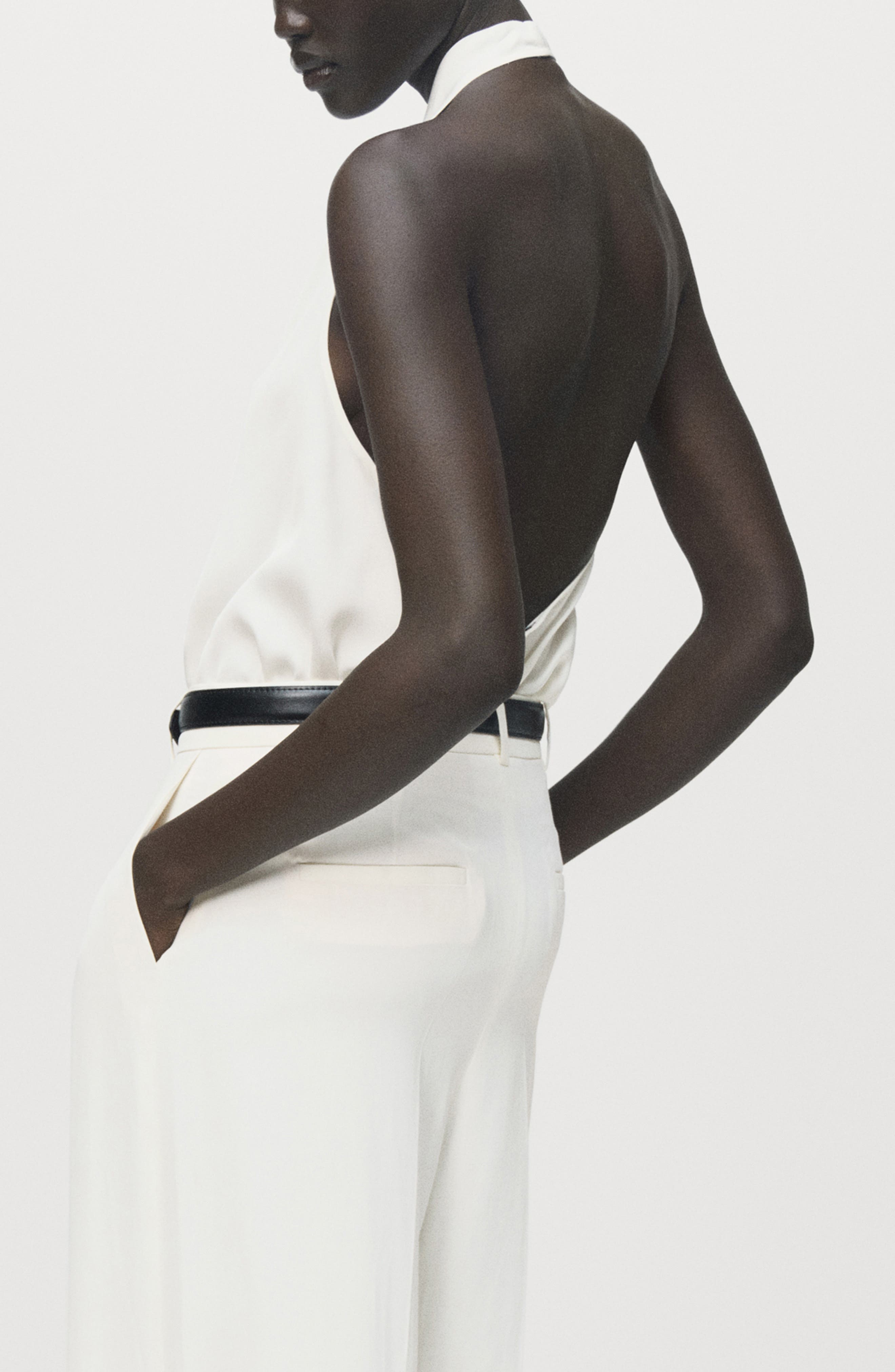 Cowl Neck Satin Halter Top - image 2