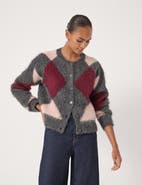 Hush Brushed Argyle Knitted Cardigan